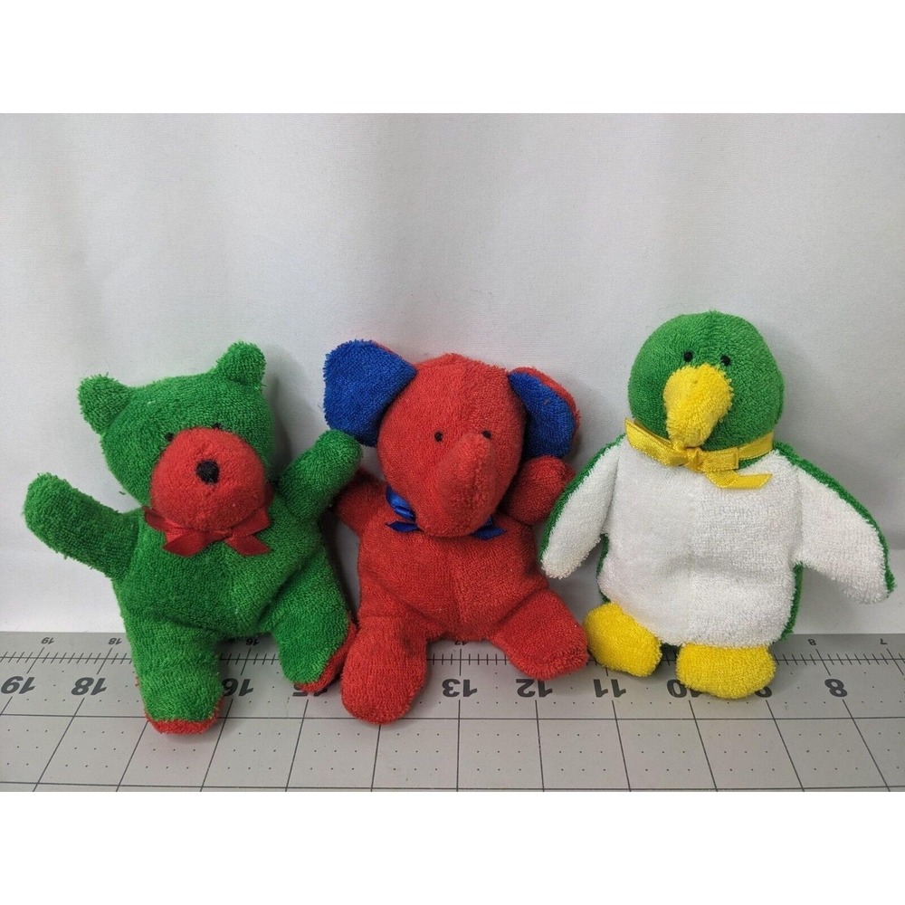 Hardees Matchbox Animal Plush Lot Terry Cloth Beans 5 Inch Lot of 3 1997 Stuffed